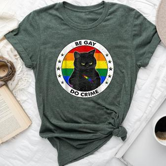 Black Cat Be Gay Do Crime Rainbow Lgbtq Pride Gay Cat Bella Canvas T-shirt - Monsterry