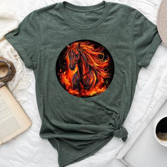 Burning Horse Outfit For Horses Flames Lovers Bella Canvas T-shirt - Thegiftio UK