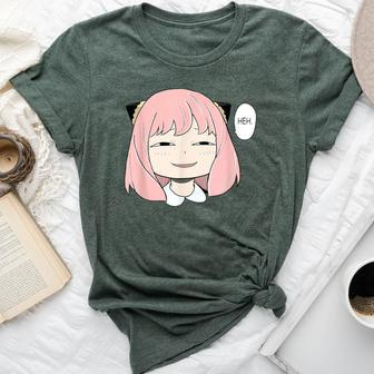 A Cute Girl Emotion Smile Heh For Family Holidays Bella Canvas T-shirt - Seseable