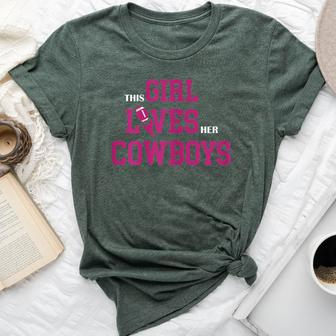 Football Quote This Girl Loves Her Cowboys Cut Girls Bella Canvas T-shirt - Thegiftio UK