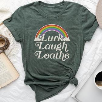 Goth Gothic Parody Rainbow Lurk Laugh Loathe Bella Canvas T-shirt - Monsterry