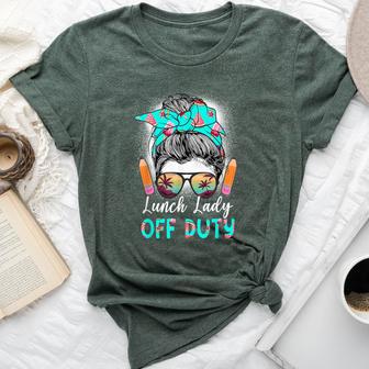 Last-Day Of School Lunch Lady Off Duty Messy Bun Hair Bella Canvas T-shirt - Monsterry UK