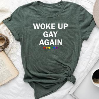 Lgbtq Rainbow Woke Up Gay Again Bella Canvas T-shirt - Seseable