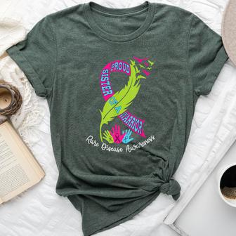 Proud Sister Of A Warrior Rare Disease Awareness Bella Canvas T-shirt - Thegiftio UK