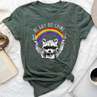 Raccoon Be Gay Do Crime Rainbow Lgbtq Pride Gay Racoon Bella Canvas T-shirt - Monsterry