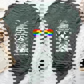 Raccoon Lgbt Sunglasses Rainbow Flag Gay Pride Month Bella Canvas T-shirt | Mazezy