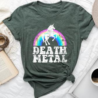 Rainbow Unicorn Death Metal Distressed Women Bella Canvas T-shirt - Monsterry DE