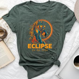 Solar 2024 Eclipse Horse Wearing Eclipse Glasses Bella Canvas T-shirt | Mazezy