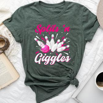 Splits 'N Giggles Bowling Team Cute Bowler Girls Bella Canvas T-shirt | Mazezy