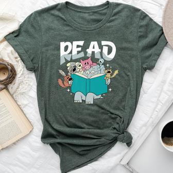 Teacher Library Read Book Pigeon Wild Animal Bookish Bella Canvas T-shirt - Seseable