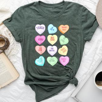 Teacher Valentines Day Teach Heart Candy T Bella Canvas T-shirt | Mazezy