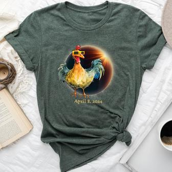Total Solar Eclipse Chicken Wearing Eclipse Glasses Bella Canvas T-shirt - Seseable
