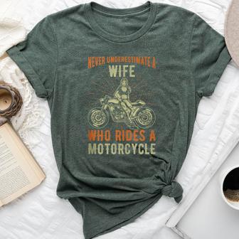 Never Underestimate A Wife Who Rides A Motorcycle Bella Canvas T-shirt - Thegiftio UK
