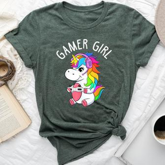 Gamer Girl Gaming Unicorn Cute Video Game Girls Bella Canvas T-shirt - Thegiftio UK