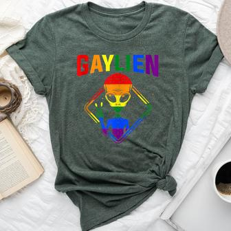 Gay Alien Lgbtq Pride Colorful Rainbow Sign Bella Canvas T-shirt - Monsterry