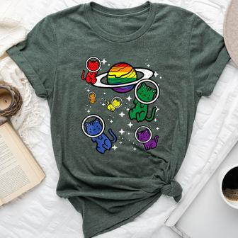 Gay Cats In Space Rainbow Pride Month Lgbtq Ally Girls Bella Canvas T-shirt - Monsterry CA