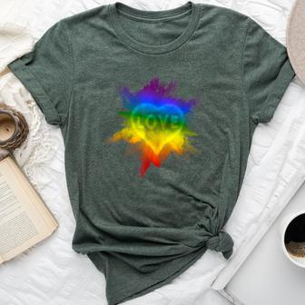 Gay Flag Pride Rainbow Top Exploding Love Lgbtq Flag Bella Canvas T-shirt - Seseable