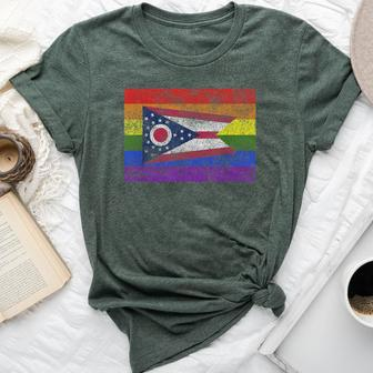 Gay Ohio Rainbow Flag For Lesbian Gay Pride Bella Canvas T-shirt - Monsterry