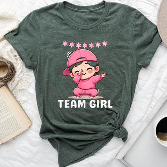 Gender Reveal Party Team Girl Dabbing Cute Baby Pink Teams Bella Canvas T-shirt | Mazezy