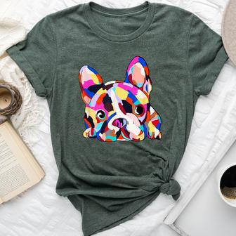 Geometric French Bulldog Dog Boy Girl Bella Canvas T-shirt - Seseable