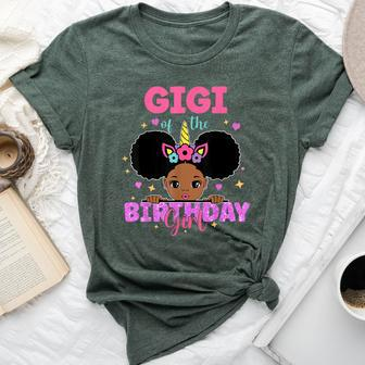 Gigi Of The Birthday Girl Melanin Afro Unicorn Princess Bella Canvas T-shirt - Thegiftio UK