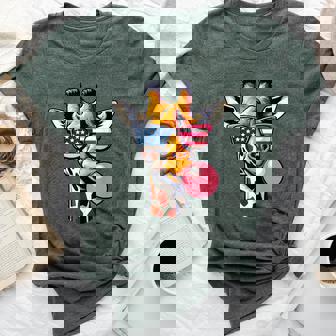 Giraffe American Flag Usa Of America Us 4Th Of July Bella Canvas T-shirt | Mazezy