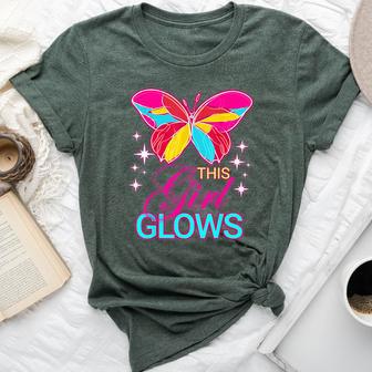 This Girl Glows Cute Girl Woman Tie Dye 80S Party Team Bella Canvas T-shirt - Seseable