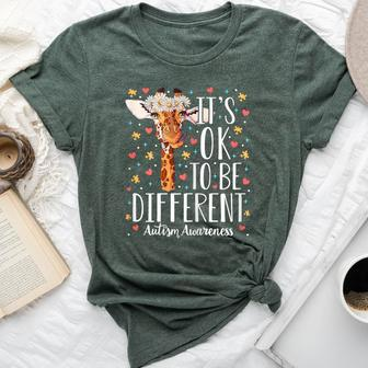 Girls Autism Giraffe It's Ok To Be Different Autistic Bella Canvas T-shirt - Monsterry