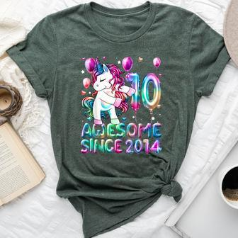 Girls Double Digits 10 Year Old 10Th Birthday Girl Unicorn Bella Canvas T-shirt - Monsterry UK