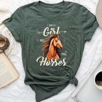 Girls Riding Just A Girl Who Loves Horses Bella Canvas T-shirt - Seseable