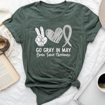 Go Gray In May Rainbow Brain Cancer Tumor Awareness Bella Canvas T-shirt | Mazezy CA