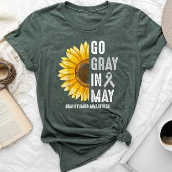 Go Gray In May Support Rainbow Brain Cancer Tumor Awareness Bella Canvas T-shirt - Seseable