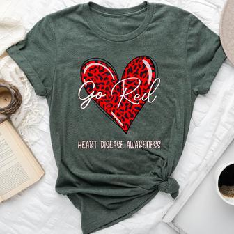 Go Red For Heart Disease Awareness Month Leopard Bella Canvas T-shirt - Thegiftio UK