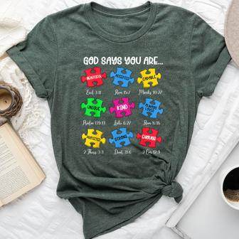 God Says You Are Bible Verses Christian Autism Awareness Bella Canvas T-shirt - Monsterry