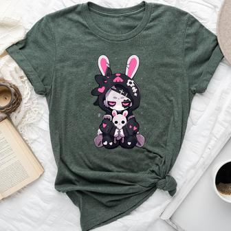 Goth Bunny Anime Girl Cute E-Girl Gothic Outfit Grunge Bella Canvas T-shirt - Seseable