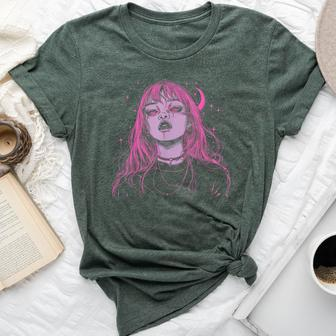 Goth Grunge Demon Anime Girl Waifu Horror Alt Pink Aesthetic Bella Canvas T-shirt - Monsterry CA