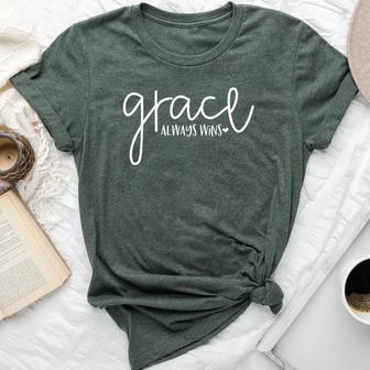 Grace Always Wins Christian Bible Jesus Religious Church Bella Canvas T-shirt - Monsterry CA