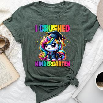 Graduation I Crushed Kindergarten Unicorn Girls Grad Magical Bella Canvas T-shirt - Seseable