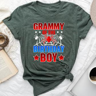 Grammy Of The Birthday Boy Costume Spider Web Party Grandma Bella Canvas T-shirt - Thegiftio UK