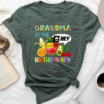 Grandma Of The Birthday Boy Family Fruit Birthday Hey Bear Bella Canvas T-shirt - Monsterry