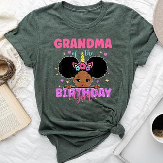 Grandma Of The Birthday Girl Melanin Afro Unicorn Princess Bella Canvas T-shirt - Thegiftio UK