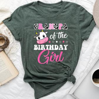 Grandpa Of The Birthday Girl Family Matching Farm Cow Bella Canvas T-shirt - Seseable