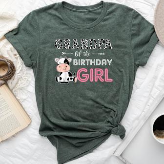 Grandpa Of The Birthday Girl Farm Cow Grandpa Grandfather Bella Canvas T-shirt - Thegiftio UK