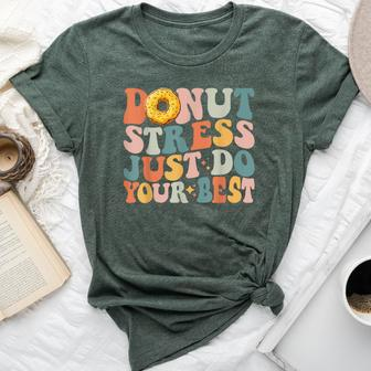 Groovy Donut Stress Just Do Your Best Teachers Testing Day Bella Canvas T-shirt - Monsterry DE