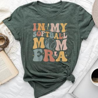 Groovy In My Softball Mom Era Mom Life Game Day Vibes Mama Bella Canvas T-shirt - Monsterry DE