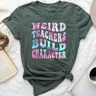 Groovy Weird Teachers Build Character Teacher Sayings Bella Canvas T-shirt - Thegiftio UK