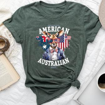 Half American & Half Australian Flag Idea & Kangaroo Bella Canvas T-shirt | Mazezy