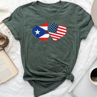 Half American Puerto Rican Girl Usa Puerto Rico Flag Boricua Bella Canvas T-shirt - Seseable
