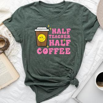 Half Teacher Coffee Teaching Educator Life Women Bella Canvas T-shirt - Monsterry