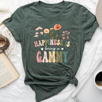 Happiness Is Being A Gammy Floral Gammy Mother's Day Bella Canvas T-shirt - Seseable